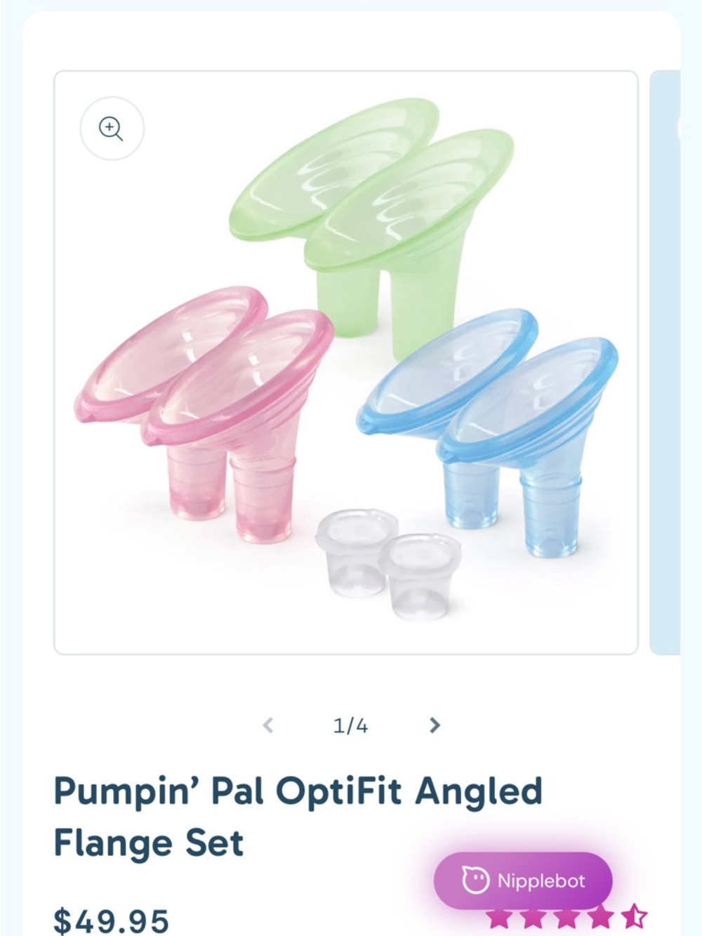 NEVER USED- Pumpin Pals- OptiFit Angled Flange Set - Pink, Blue, Green